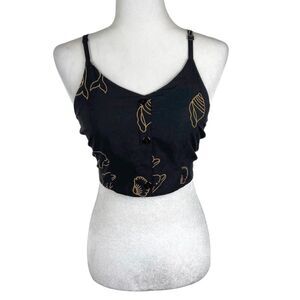 Unbranded Blouse Women Medium Black Beach Swim Cropped Tank Top Tie Back